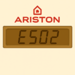 e502-ariston Codice E502 su caldaia Ariston in primo piano