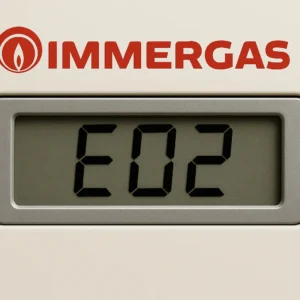Display caldaia Immergas con codice errore 02